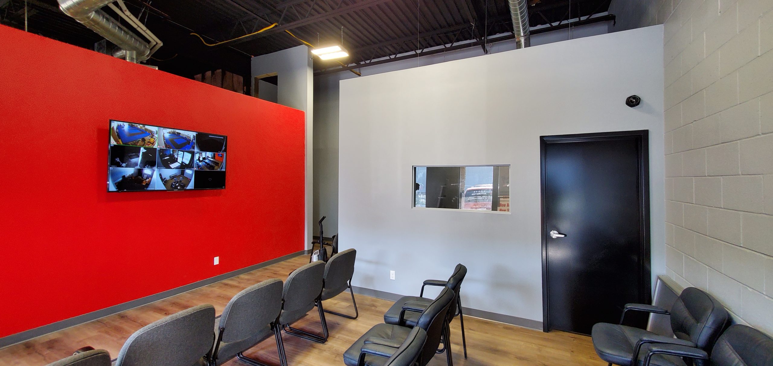 Security monitoring display in a commercial interior